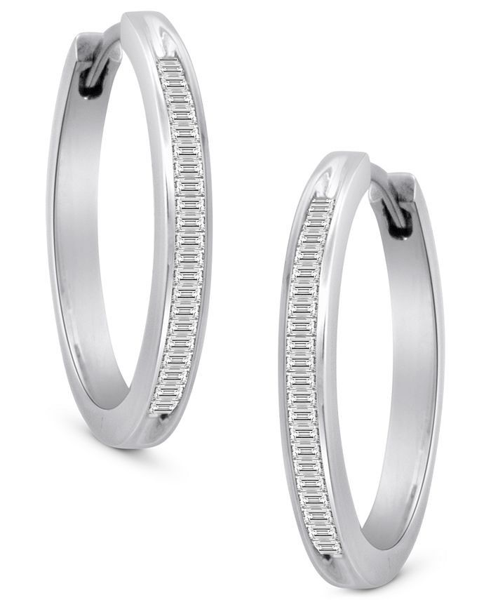 Macy's - Diamond Hoop Earrings in Sterling Silver (1/2 ct. t.w.)