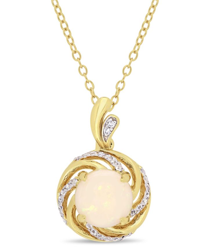 Opal (1-1/4 ct. t.w.), White Topaz (1/6 ct. t.w.) and Diamond-Accent