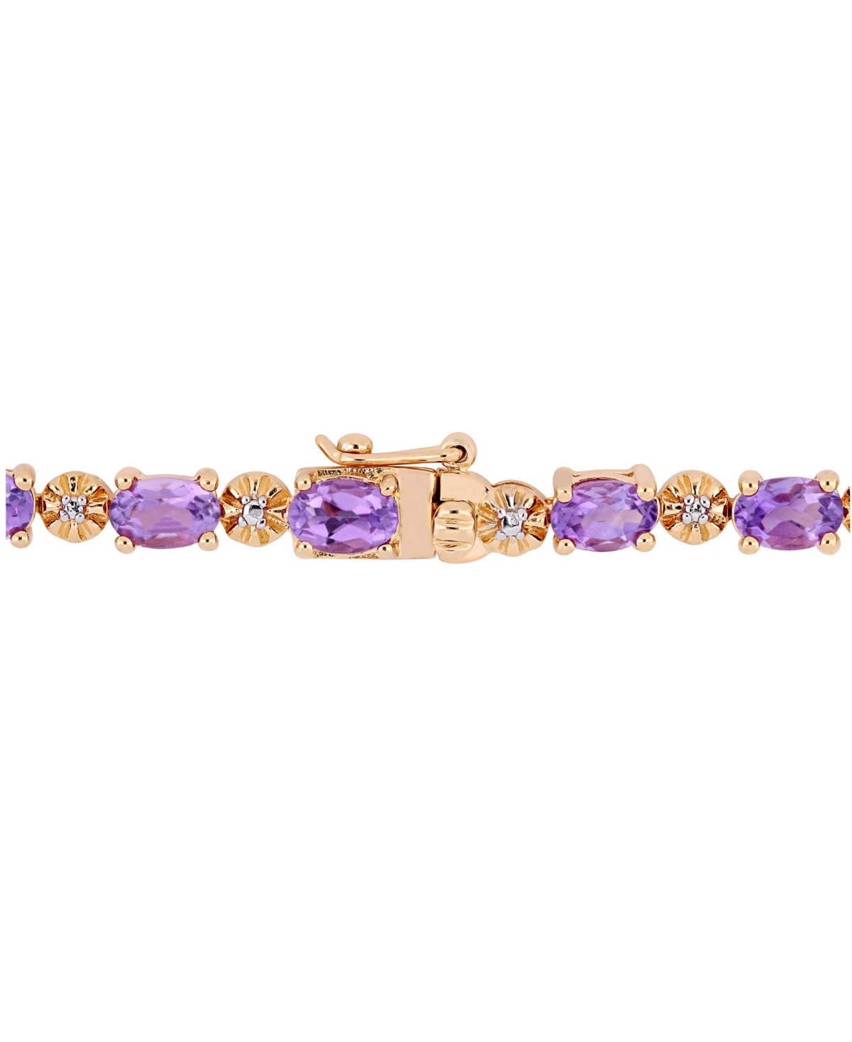 Macy's Amethyst (7-1/5 Ct.t.w.) With Diamond Accent Tennis Bracelet In 18k Rose Gold Over Sterling Silver In Amethyst