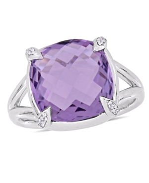 image of Amethyst (7-3/4 ct.t.w.) and White Topaz (1/20 ct.t.w.) Split Shank Cocktail Ring in Sterling Silver