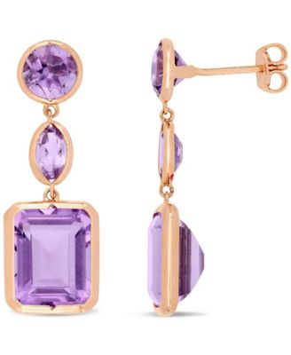 Macy's - Pink Amethyst (11-1/2 ct. t.w.) Link Earrings in 18k Rose Gold over Sterling Silver