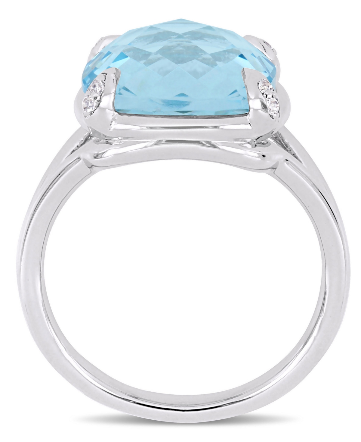 Topaz (9 ct.t.w.) and White Topaz (1/20 ct.t.w.) Split Shank Cocktail Ring in Sterling Silver - Blue