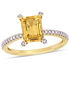 Citrine (1-1/2 ct.t.w.) and Diamond (1/10 ct.t.w.) Ring in 10k Yellow Gold
