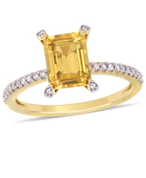 image of Citrine (1-1/2 ct.t.w.) and Diamond (1/10 ct.t.w.) Ring in 10k Yellow Gold