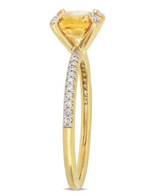 Citrine (1-5/8 ct.t.w.) and Diamond (1/10 ct.t.w.) Ring in 10k Yellow Gold