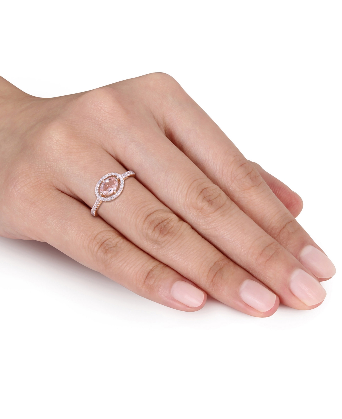 Morganite (3/4 ct.t.w.) and Diamond (1/4 ct.t.w.) Halo Ring in 14k Rose Gold