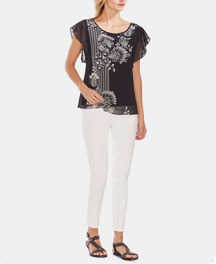 Vince Camuto Women's Cutout Flutter Sleeve Top Pink Size X-Large