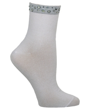 Steve Madden Women's Beaded Embellished Anklet Sock, Online Only In White