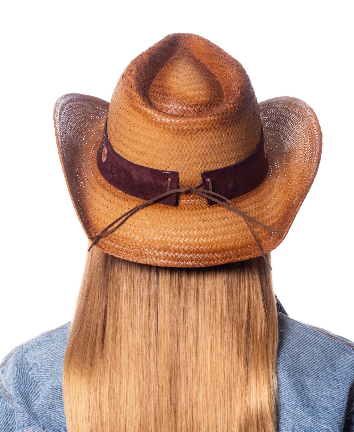 Cowboy Hat with Floral Trim Band and Stud