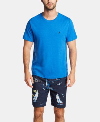 Men's Cotton Sailboat-Print Pajama Shorts