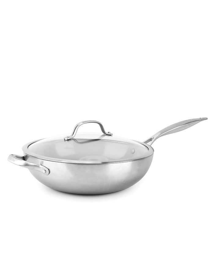 GreenPan™ Premiere Stainless-Steel Ceramic Nonstick Covered Wok with Helper  Handle, 12