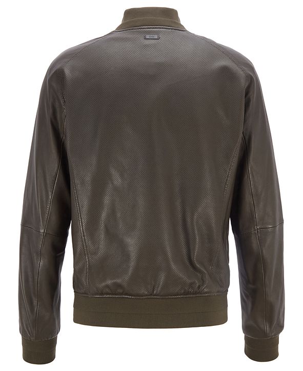 Hugo Boss BOSS Men's Bomber-Style Leather Jacket & Reviews - Coats ...