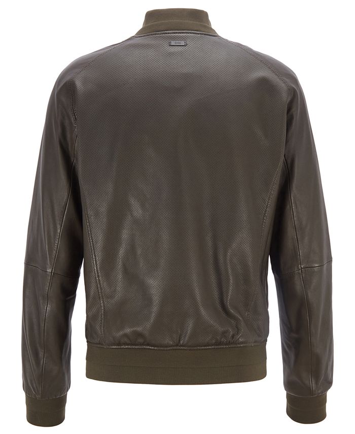 Hugo Boss BOSS Men's Bomber-Style Leather Jacket & Reviews - Hugo Boss ...