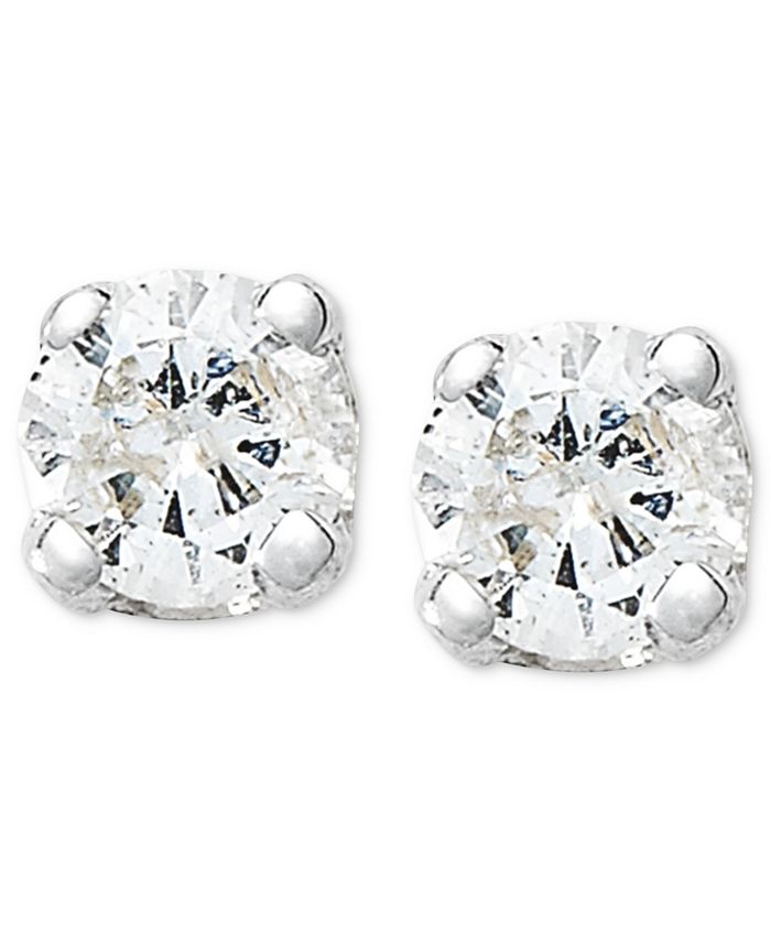 Macy's RoundCut Diamond Accent Stud Earrings in 10k White Gold Macy's