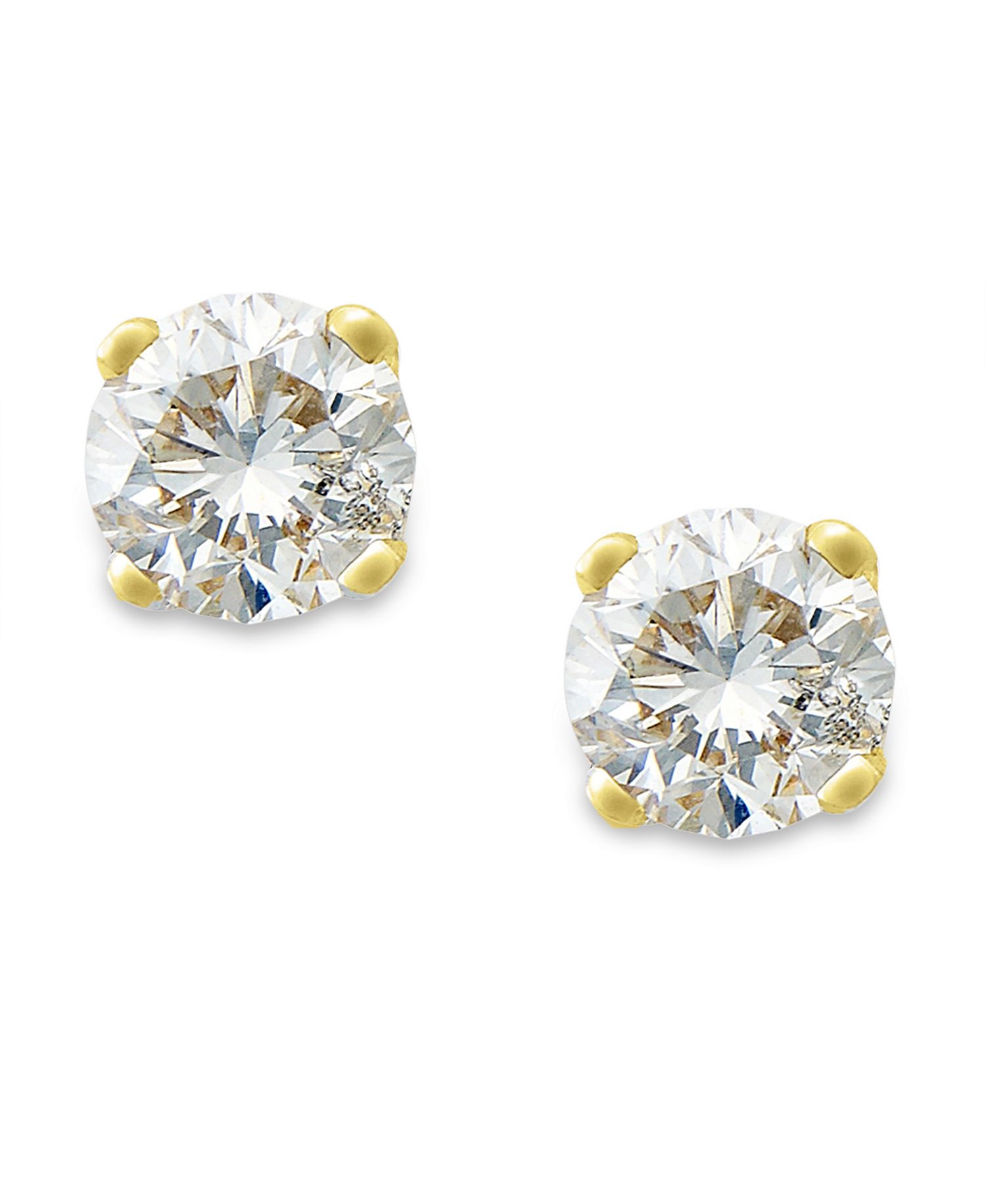 Macys Round-Cut Diamond Stud Earrings in 10k Yellow or White Gold