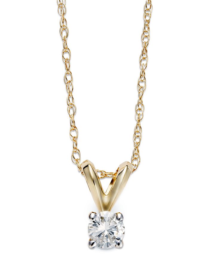 Macy's RoundCut Diamond Pendant Necklace in 10k Gold (1/6 ct. t.w