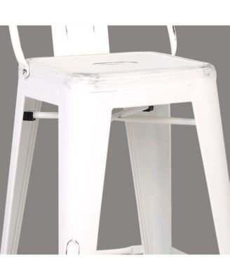 Industrial Metal Barstools with Bucket Back and 4 Legs, Set of 2