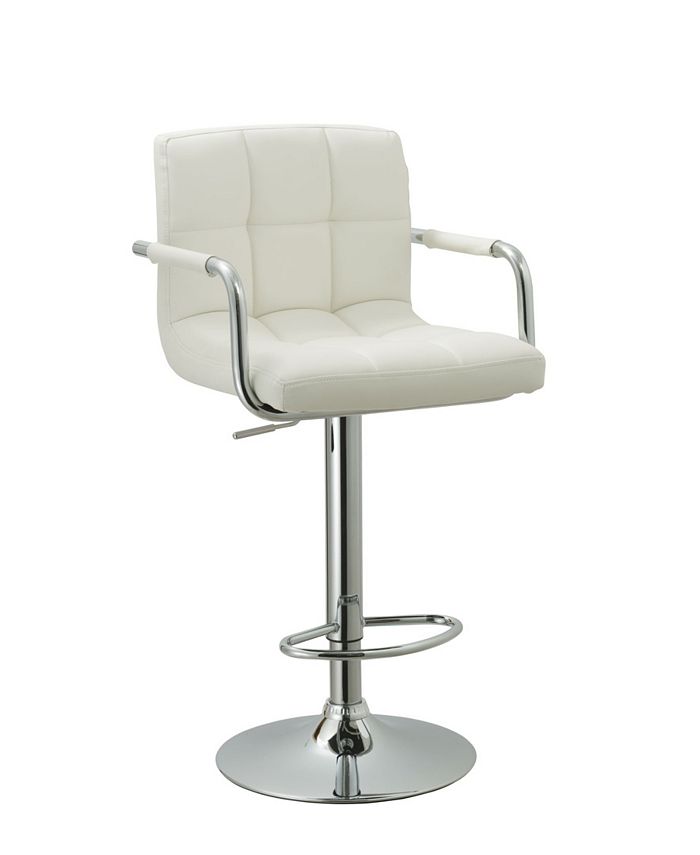 Ac Pacific Contemporary Adjustable Swivel Arm Bar Stool with Cushion