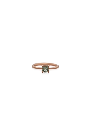 image of Square Prasiolite (1 ct. t.w.) Stack Ring Set in Gold Plated Sterling Silver
