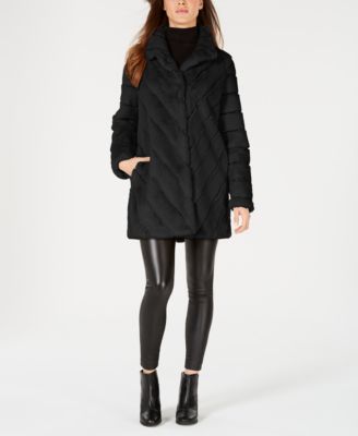 calvin klein chevron faux fur coat