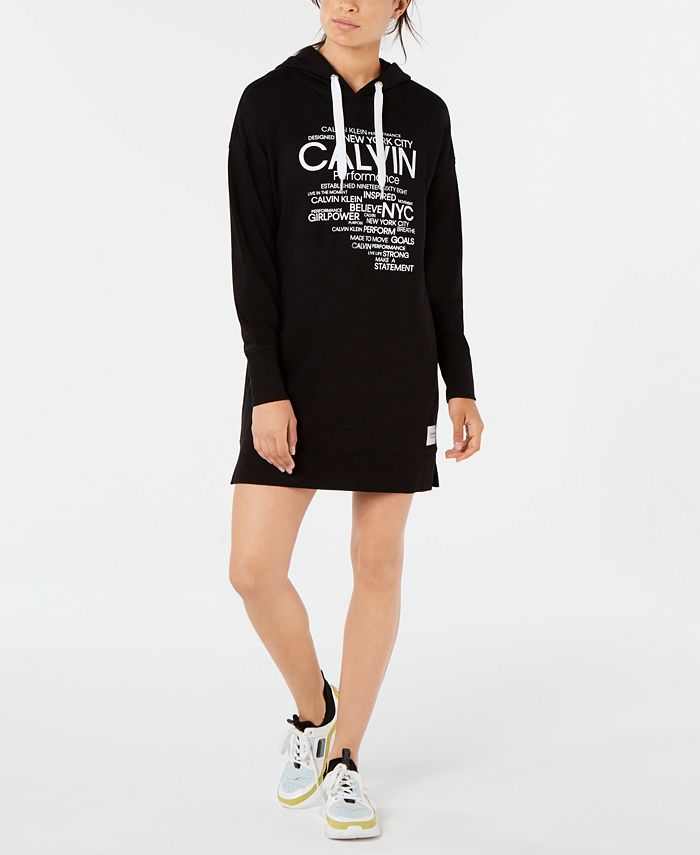 Calvin Klein Logo-Graphic Hoodie Dress - Macy's