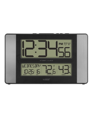 La Crosse Technology Atomic Digital Clock With Indoor Temperature And Humidity, Aluminum Finish In Silver