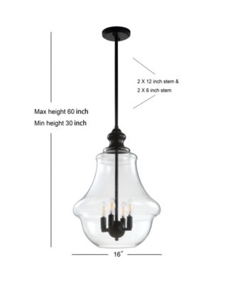 Adam 16" Adjustable Metal/Glass LED Pendant