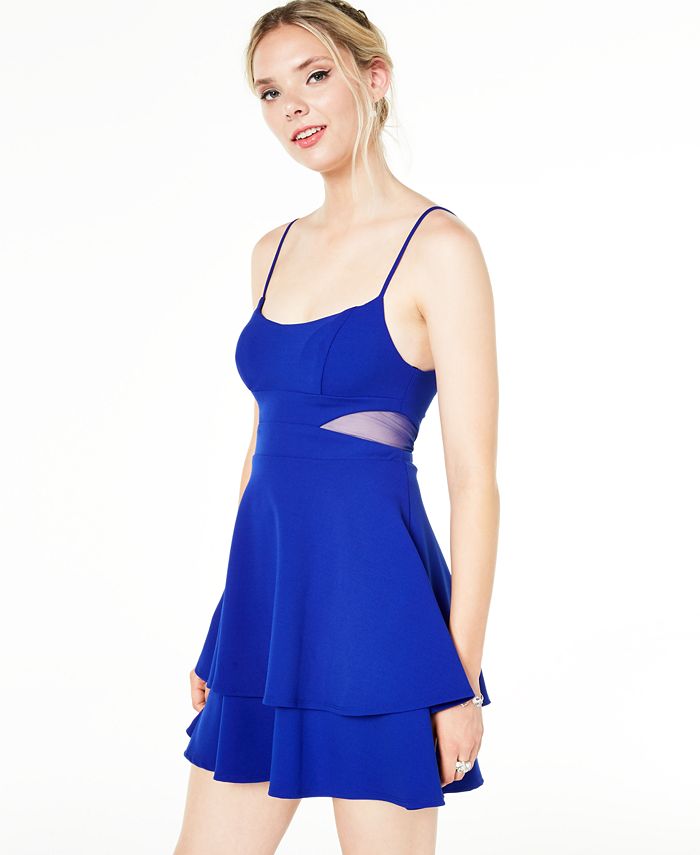 B Darlin Juniors' Mesh-Inset Fit & Flare Dress, Created for Macy's - Macy's