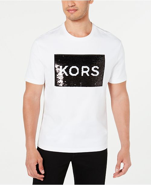 Michael Kors Men S Double Sided Sequin Graphic T Shirt Reviews T Shirts Men Macy S