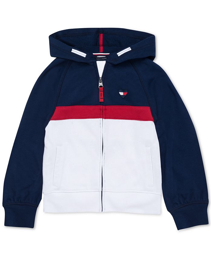 Tommy Hilfiger Women's Sport Colorblocked Zip up Hooded Sweatshirt Red Size Medium