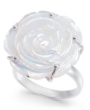 image of Mother of Pearl Rose Statement Ring in Sterling Silver