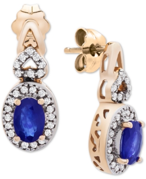 image of Sapphire (5/8 ct. t.w.) & Diamond (1/4) Drop Earrings in 14k Rose Gold