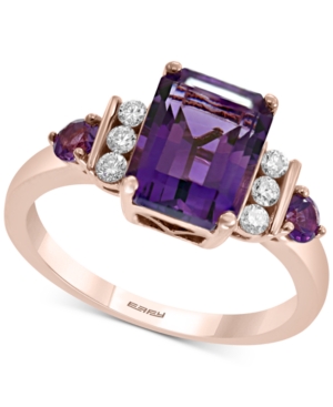 image of Effy Amethyst (2-1/3 ct. t.w.) & Diamond (1/8 ct. t.w.) Ring in 14k Rose Gold