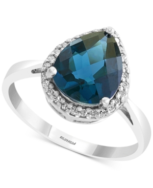image of Effy Blue Topaz (2-7/8 ct. t.w.) & Diamond (1/10 ct. t.w.) Ring in 14k White Gold