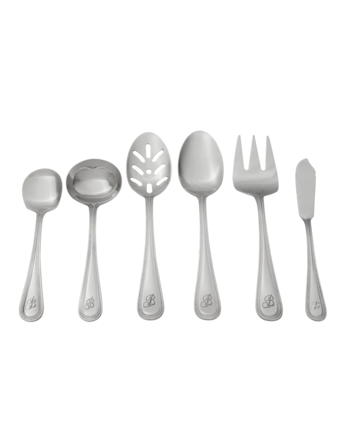 Riverridge Beaded 46 Piece Monogrammed Flatware Set - W, Service for 8