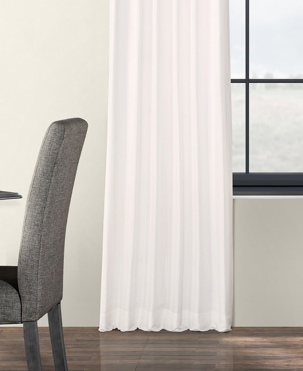 Half Price Drapes Eggshell Solid Faux Silk Taffeta Room Darkening Curtain In Cream