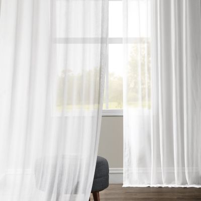 Textured Faux Linen Sheer Curtain