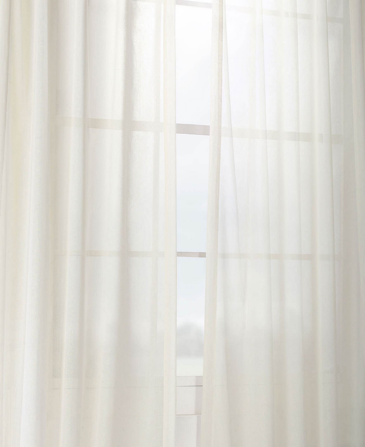 Half Price Drapes Gardenia Textured Faux Linen Sheer Curtain In Cream