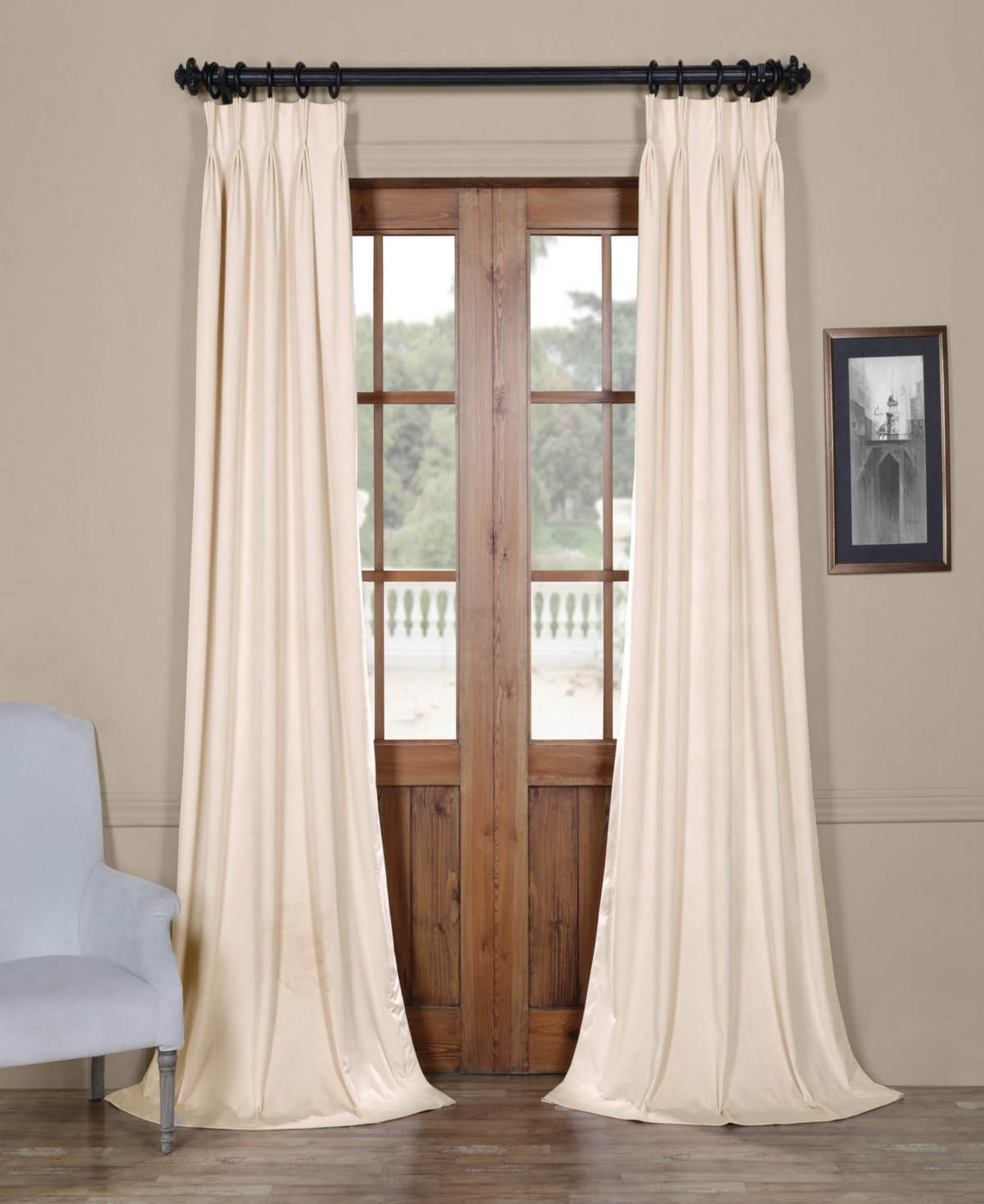 Half Price Drapes French Pleat Signature Velvet Blackout Curtain