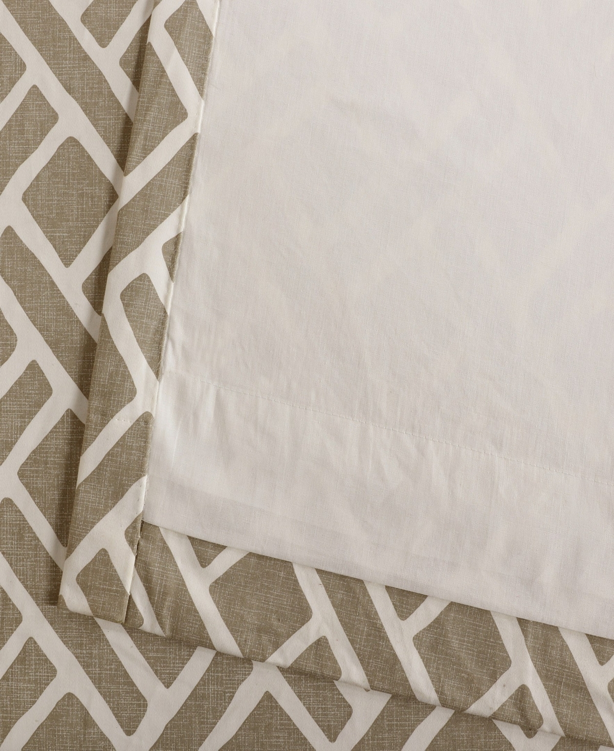Half Price Drapes Martinique Taupe Geometric Printed Cotton Room Darkening Curtain In Beige,tan