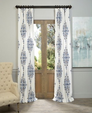 Exclusive Fabrics & Furnishings Kerala Printed Cotton Twill 50" X 120" Curtain Panel In Kerala Blue
