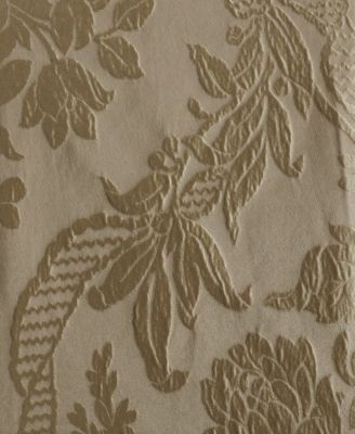 Magdelena Beige & Gold Damask Faux Silk Jacquard Room Darkening Curtain