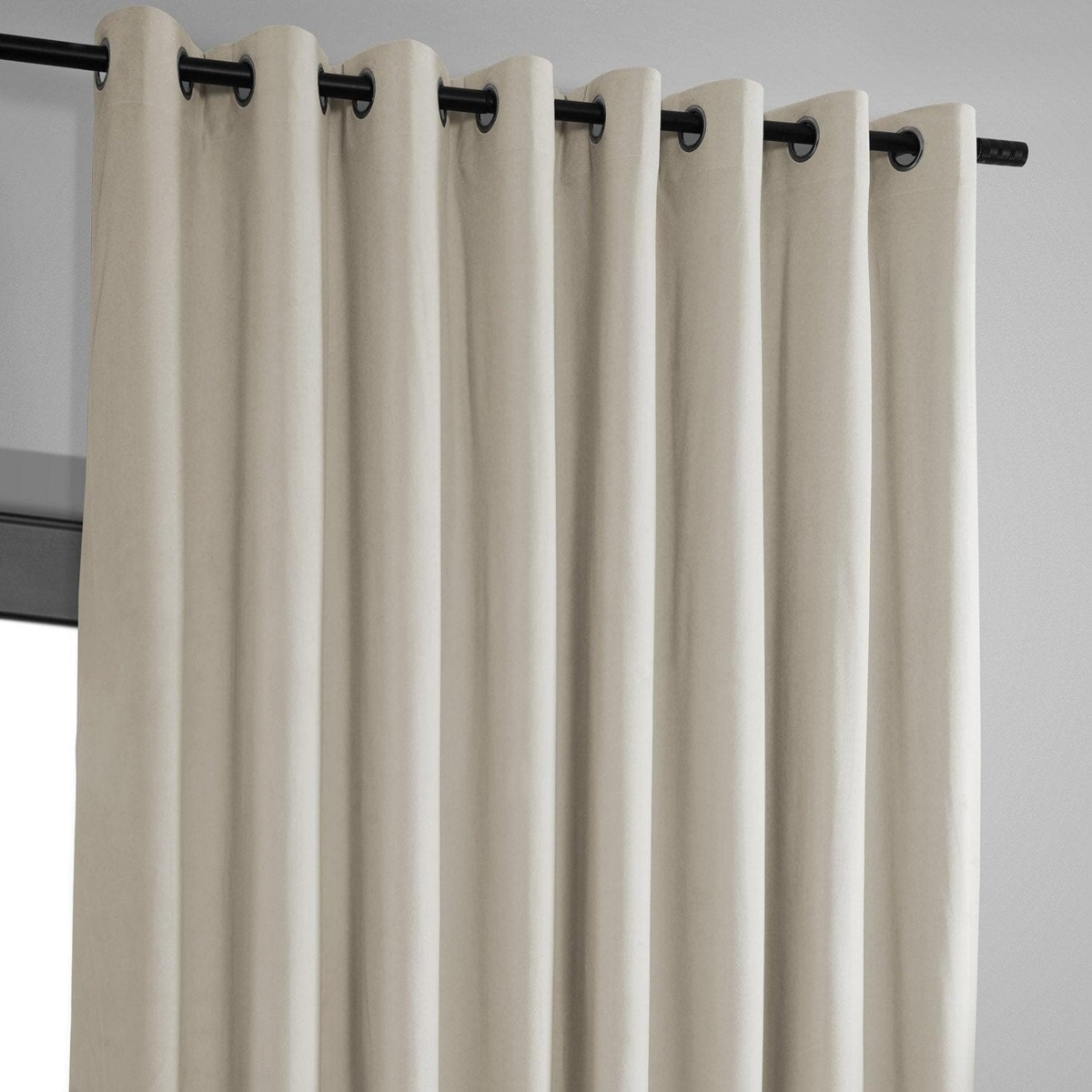 Half Price Drapes Warm Off White Grommet Signature Extra Wide Velvet Blackout Curtain