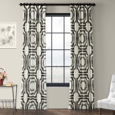 Mecca Steel Geometric Printed Cotton Room Darkening Curtain