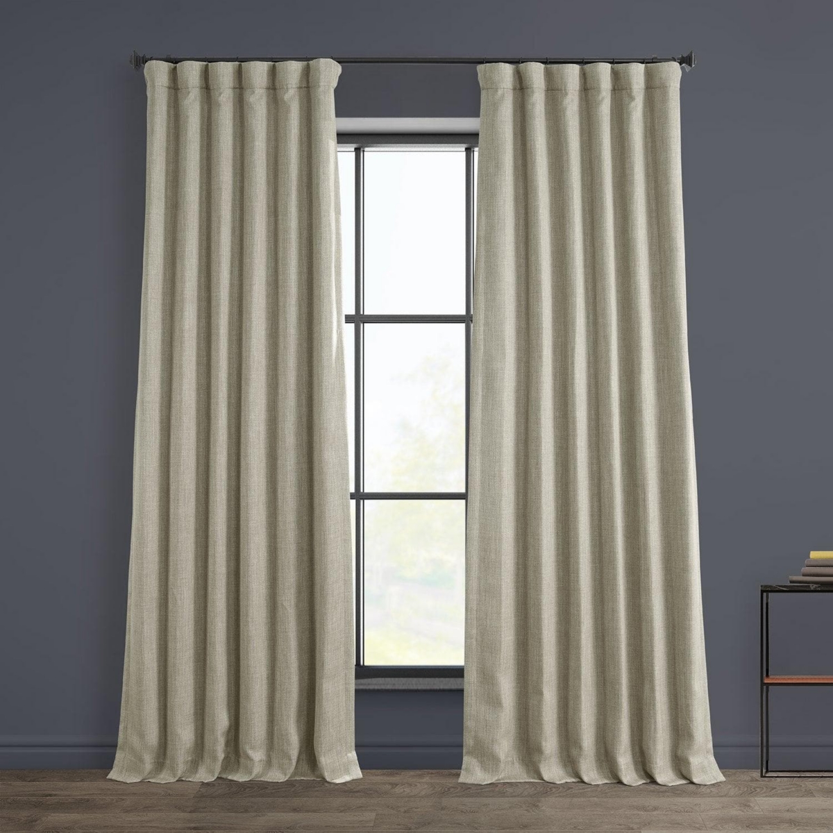 Half Price Drapes Textured Faux Linen Room Darkening Curtain In Brown