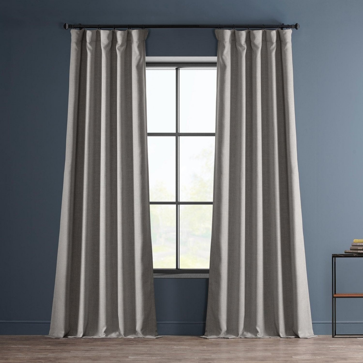 Half Price Drapes Textured Faux Linen Room Darkening Curtain In Brown