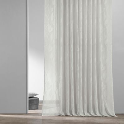 Floral Patterned Faux Linen Sheer Curtain