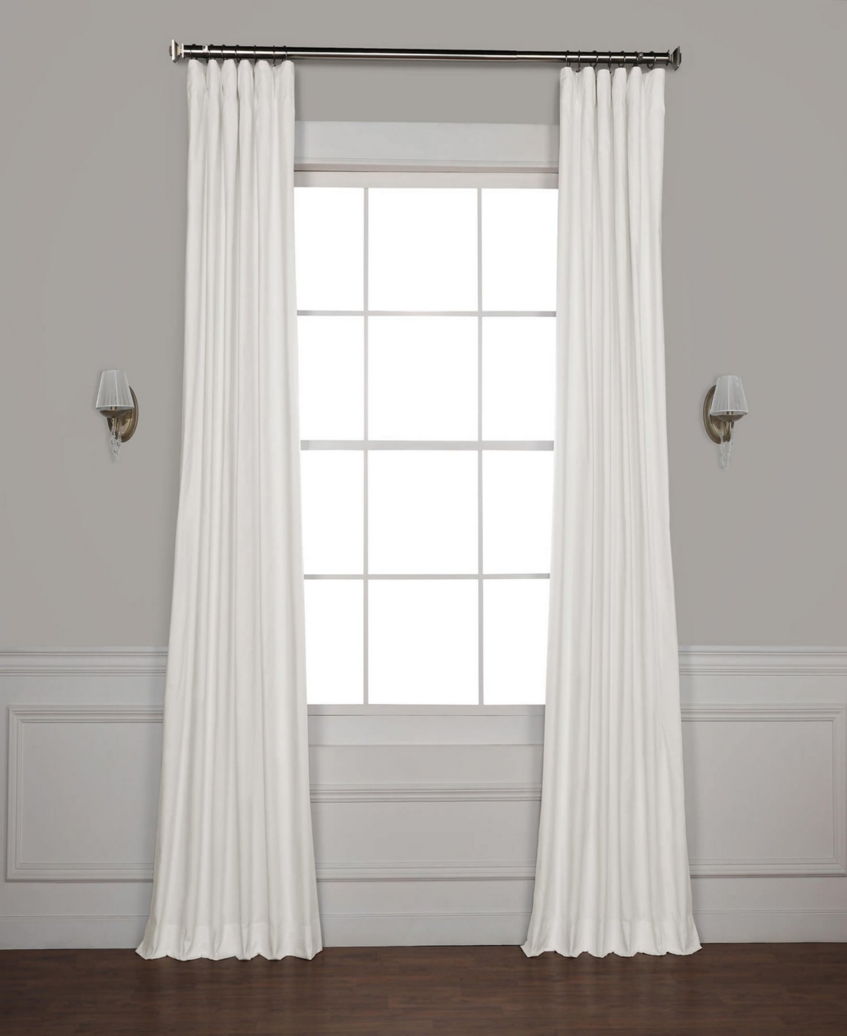 Half Price Drapes Whisper White Solid Cotton Hotel Blackout Curtain In White