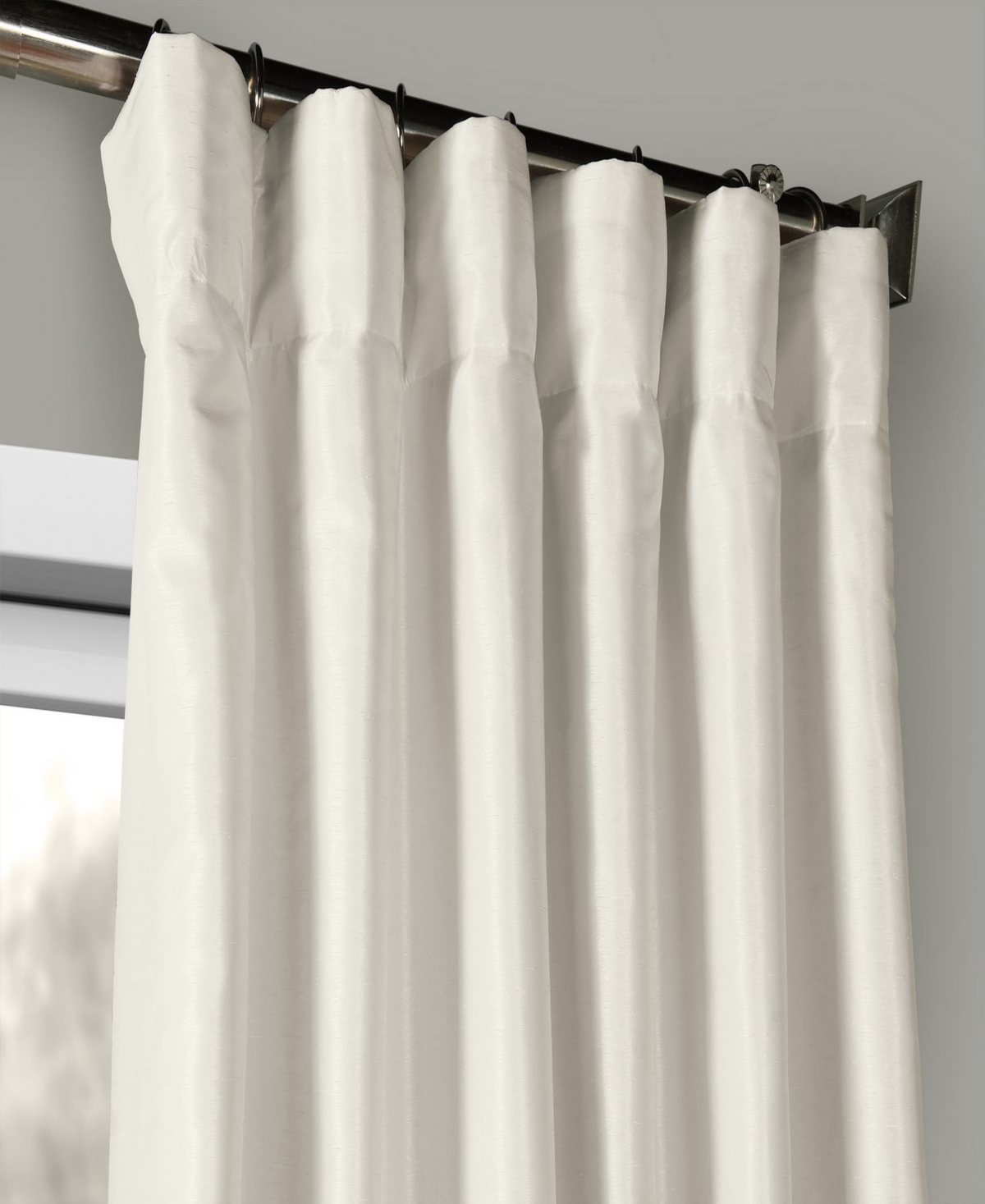 Half Price Drapes Off White Vintage Textured Faux Dupioni Silk Curtain In White