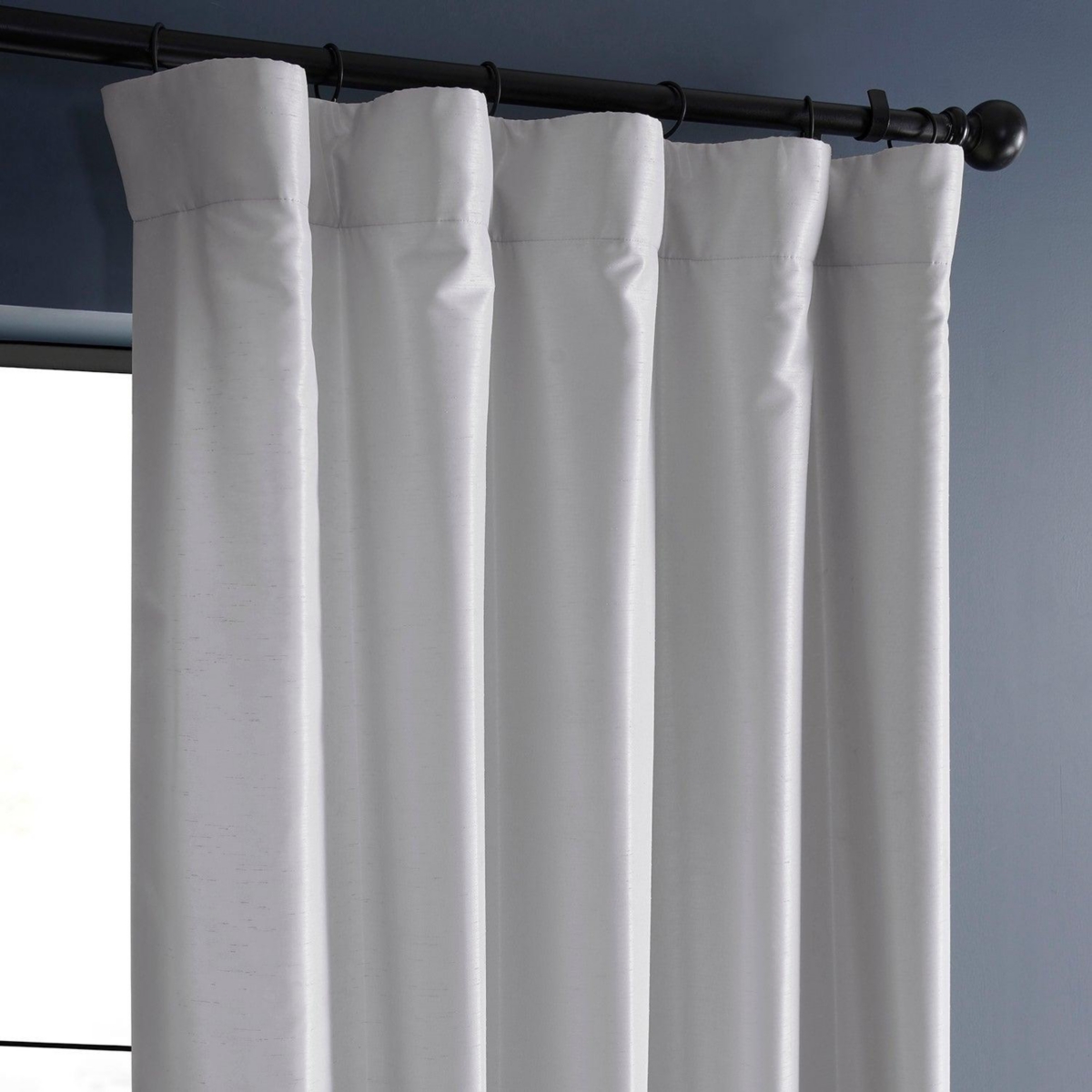 Half Price Drapes Ice Vintage Textured Faux Dupioni Silk Curtain